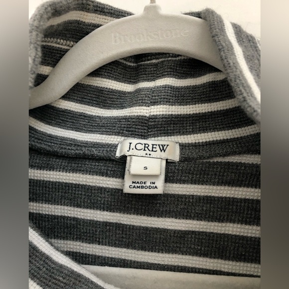 J. Crew Striped Funnelneck Pockets Waffle Knit Sweatshirt - Picture 4 of 16